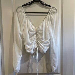 white long sleeve crop blouse